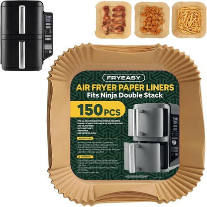 FryEasy Air Fryer Liners - 150pcs Disposable Paper Liners for Ninja DoubleStack SL401 8-10QT