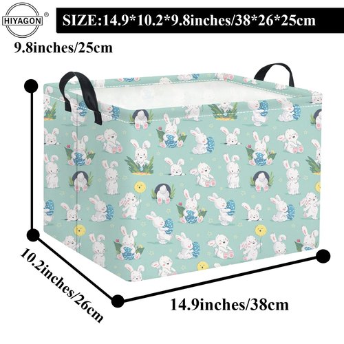 HIYAGON Rectangular Easter Basket for Kids Baby Easter Basket for Boys and Girls Cut Storage Organizer Bin Box Easter Room Decor(Blue Easter Baskets)