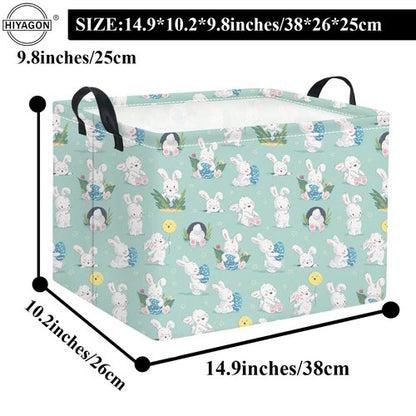 HIYAGON Rectangular Easter Basket for Kids Baby Easter Basket for Boys and Girls Cut Storage Organizer Bin Box Easter Room Decor(Blue Easter Baskets)