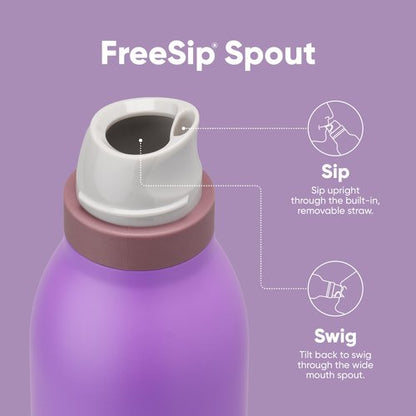 Owala FreeSip Twist Insulated Stainless Steel Water Bottle with Straw for Sports and Travel, BPA-Free, 18-oz, Purple (California Grapevine)