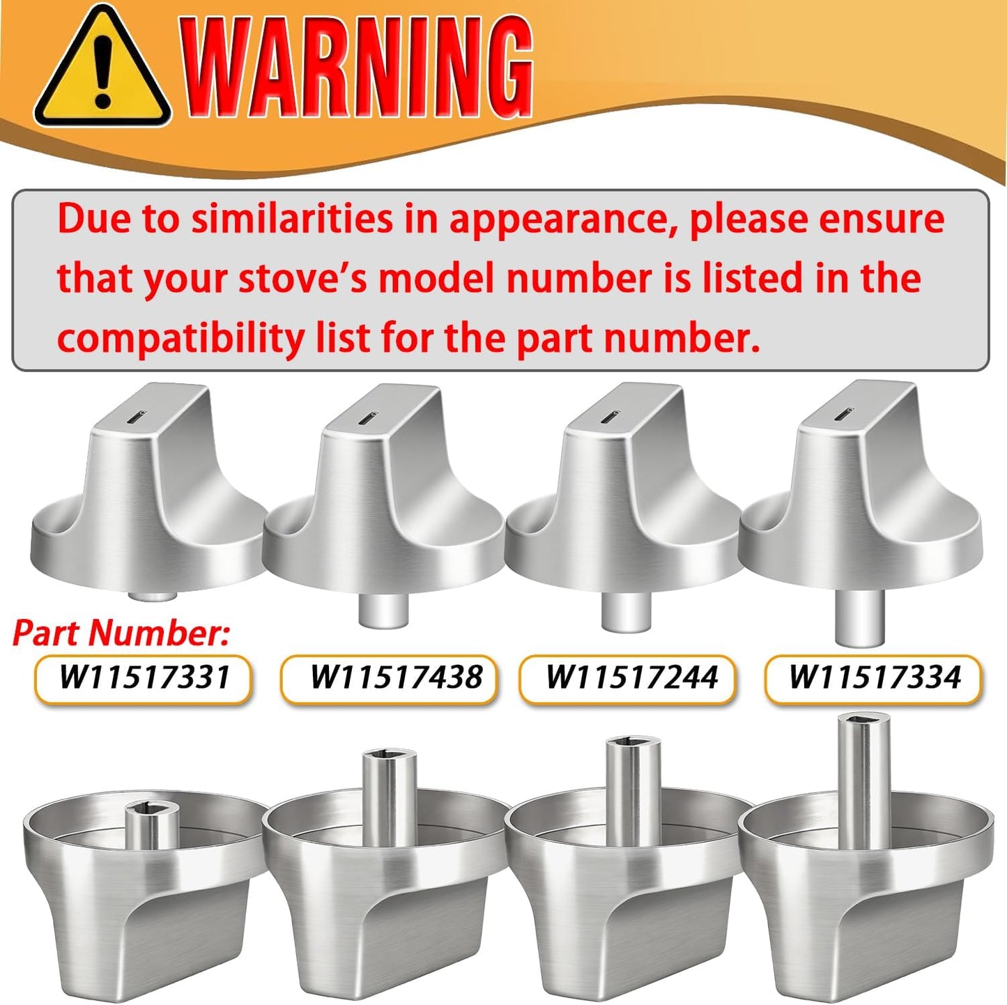Whirlpool W11366438 Stove Knobs Replacement - Upgraded Stainless Steel for Gas Cooktops | Fits Models WCG55US0HS & WCG77US0HS00