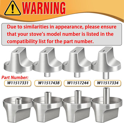 Whirlpool W11366438 Stove Knobs Replacement - Upgraded Stainless Steel for Gas Cooktops | Fits Models WCG55US0HS & WCG77US0HS00