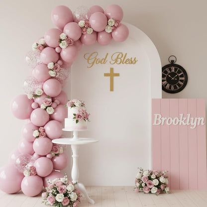 RUBFAC Dusty Pink Balloons - 129-Piece Latex Garland Kit for Baby Showers & Weddings | 5-12 Inch Sizes