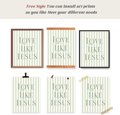 LARTSFRO Coquette Wall Art Decor - Sage Green Bow Aesthetic Prints | Inspirational Bible Verses, 8x10 Inch Set of 4 (Unframed)