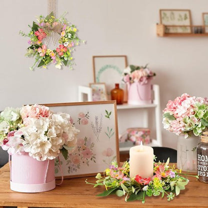 Jexine Floral Wreaths - 8-Piece Mini Candle Ring Set for Wedding & Home Decor | All Seasons