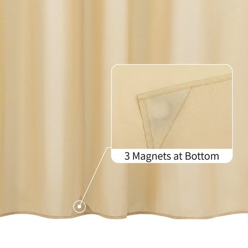 ALYVIA SPRING Waterproof Fabric Shower Curtain Liner with 3 Magnets - Hotel Quality Soft Cloth Shower Liner, Light-Weight & Machine Washable - Standard Size 72x72, Khaki