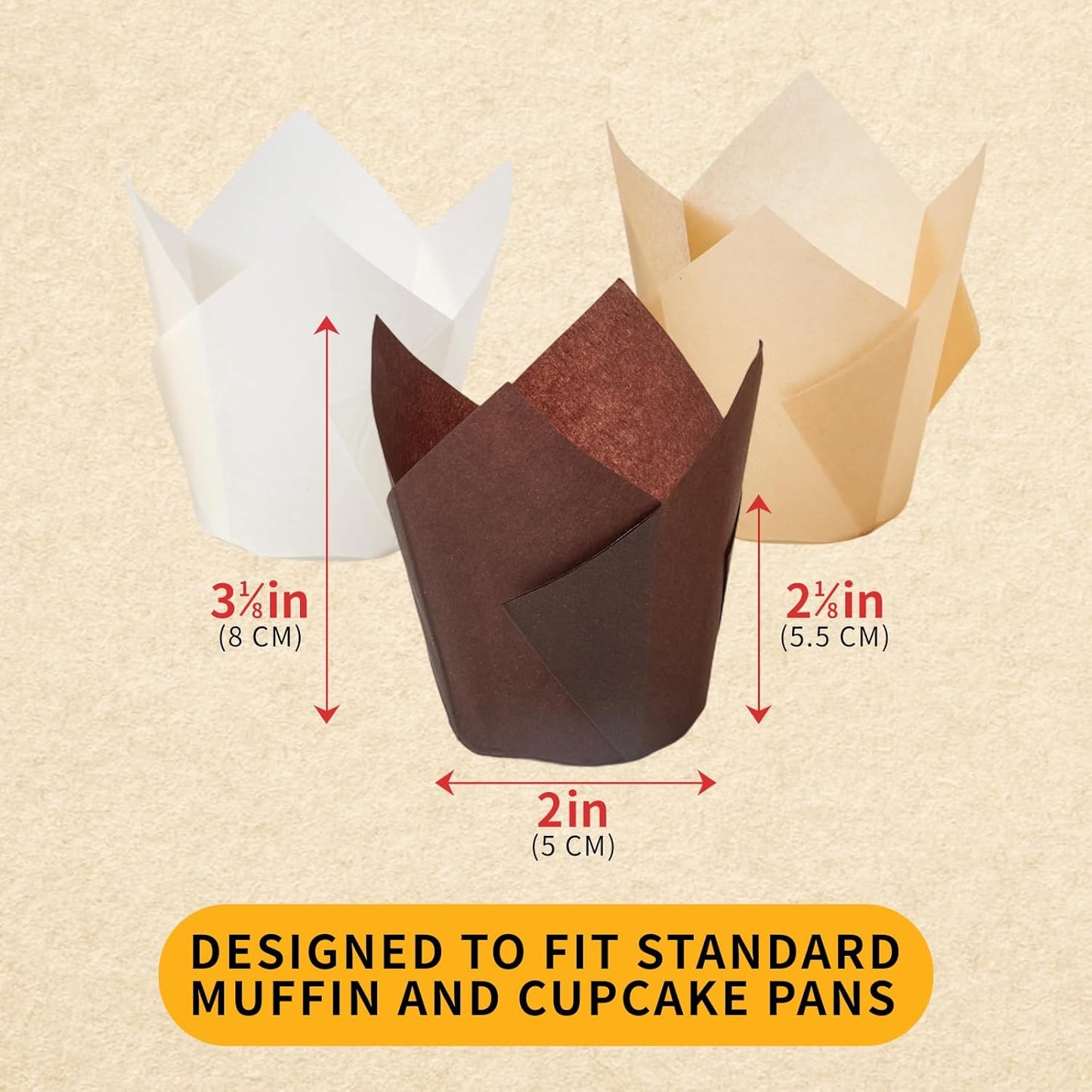 Skiennix Tulip Cupcake Liners - 200PCS Unbleached Food Grade Greaseproof Muffin Wrappers for Baking