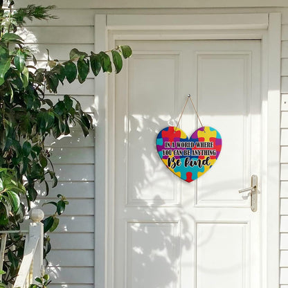 Be Kind Autism Awareness Wall Sign - Inspirational Wood Decor for Nursery & Classroom
