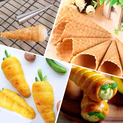 RoseFlower 30pcs Non-Stick Cream Horn Cones - Stainless Steel Cannoli Pastry Moulds Set for Baking