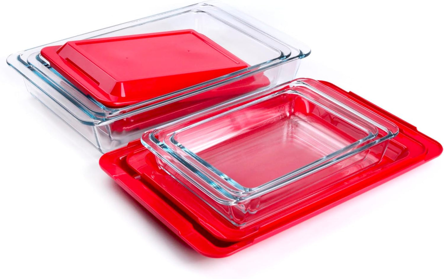 Set of 8 Tempered Glass Baking Pans by [Brand Name] - BPA-Free Lids, Oven & Microwave Safe | 1L, 1.7L, 2.8L, 4.2L
