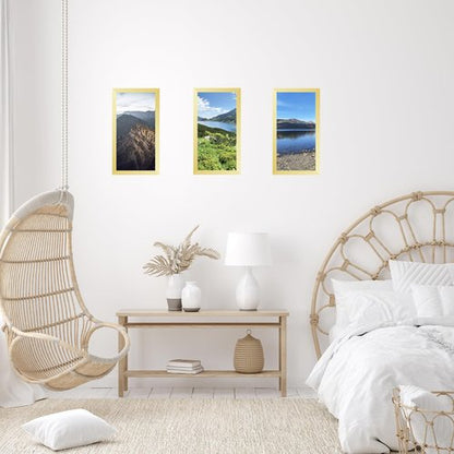 JCJMY 5x15 Picture Frame Gold for Wall Hanging, Wall Mounting Horizontally or Vertically, 5 x 15 Wall Gallery Poster Photo Frame with Shatter Resistant Plexiglass, Gold