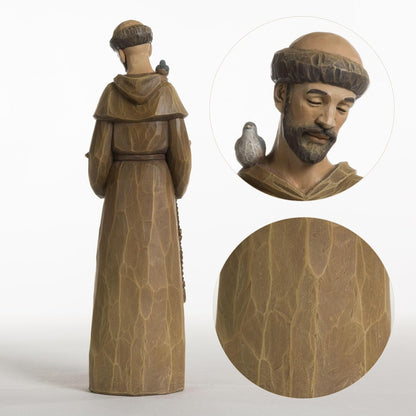 St. Francis Statue - 12 Inch Premium Resin Sculpture | Preaching to Birds, Perfect for Garden & Home Decor