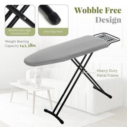 Ironing Board Full Size, RAINHOL 43"x13" Heavy Duty Compact Iron Board with Iron Rest, Height Adjustable Sturdy Iron Stand, Grey Cover with Extra Thick Padding