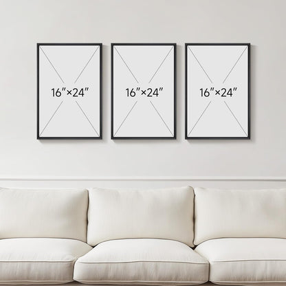 3D Textured Framed Blue and White Abstract Wall Art - Modern 3-Piece Geometric Artwork | 16x24 In for Living Room, Bedroom, Office