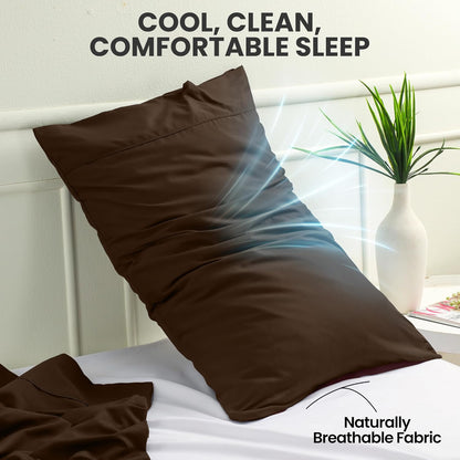 Utopia Bedding King Pillow Cases - Soft Brushed Microfiber - 2 Pack | Fade Resistant 20 x 40 Inches (Brown)