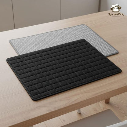 Elegant Duo Microfiber Dish Drying Mat - Large 15" x 20" Quick-Dry, Water-Absorbent Kitchen Mat