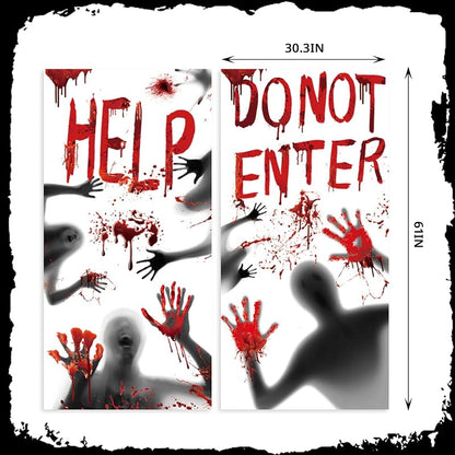 2 Pack 30x61 in Halloween Window Clings - Bloody Spine Chilling Door & Window Decor