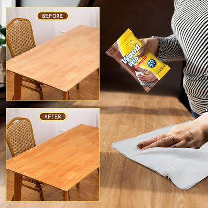 Heigble 12 Pcs Care Wood Surfaces Wipes 240 Count Furniture Polish Cleaner Shines and Protects Wipe Lemon Scent Floor Wipes for Kitchen Bathroom Furniture Wood Floors Cabinet Cleaning