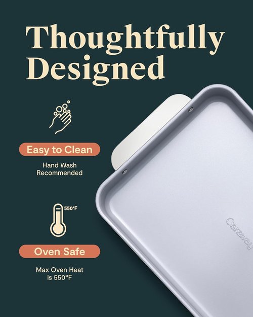 Caraway Non-Stick Ceramic 9”x13” Rectangle Pan - Naturally Slick & Non-Toxic - Ideal for Brownies & Lasagnas - Cream