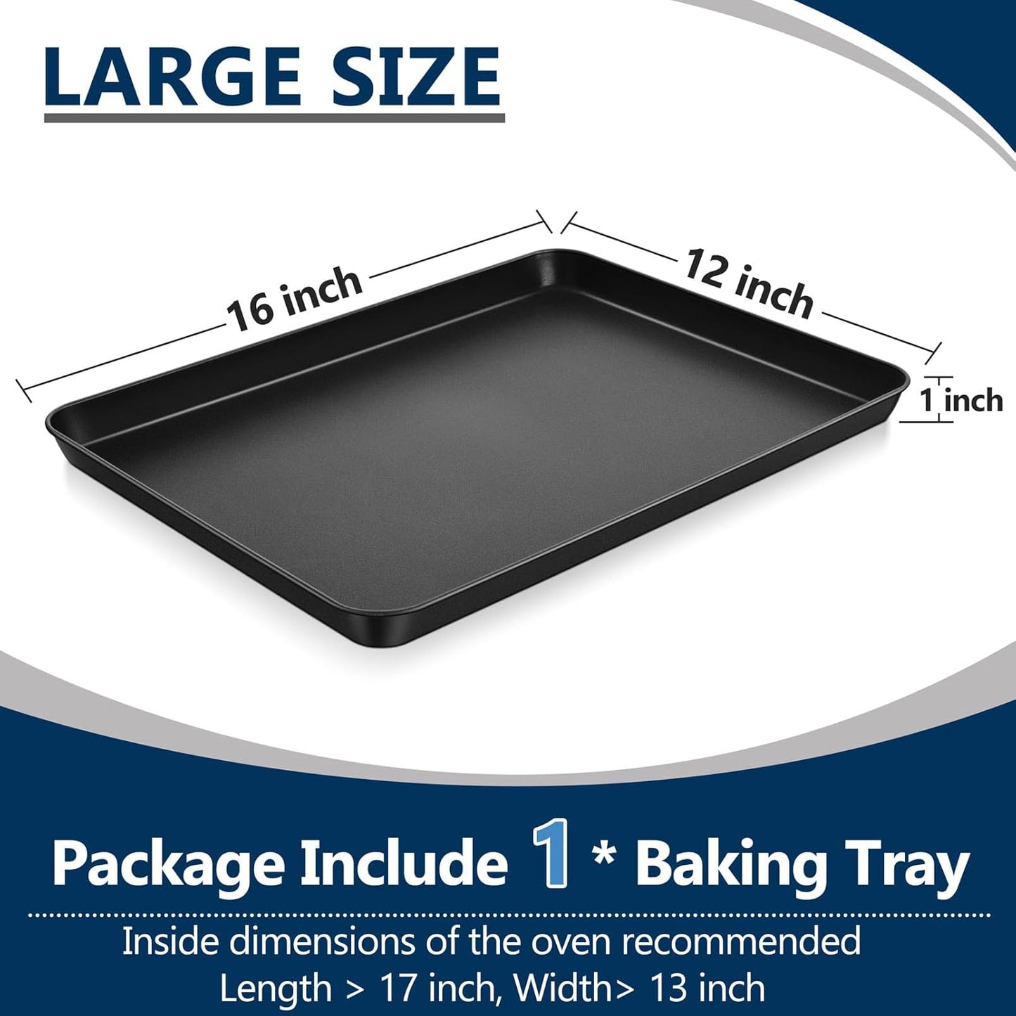 P&P CHEF 16-Inch Non-Stick Baking Cookie Sheet Pan - Durable Carbon Steel Oven Tray for Bread, Meat & Vegetables