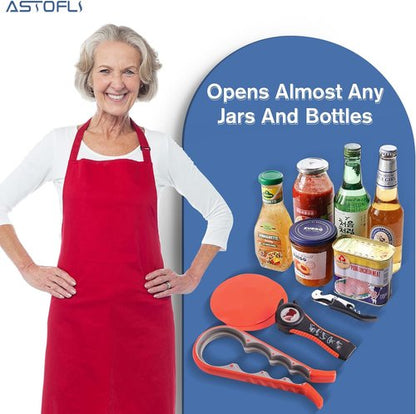 Astofli Jar Opener Set - 5 Pack Easy Twist Lid Openers with 2 Rubber Grippers for Seniors