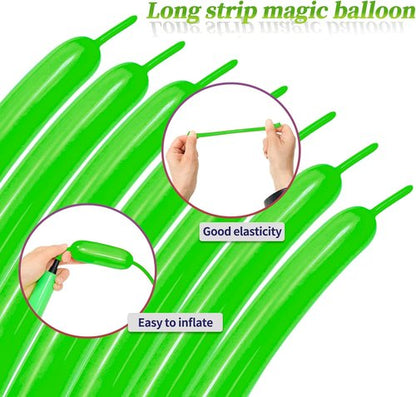 Green 260 Balloons by [Brand Name] - Long Skinny Twisting Balloons for Animal Modeling | 100-Pack for Parties & Events