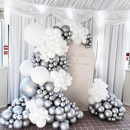 Voircoloria Metallic Silver Balloons - 12 Inch Chrome Latex Party Balloons | 66 Pack for Celebrations