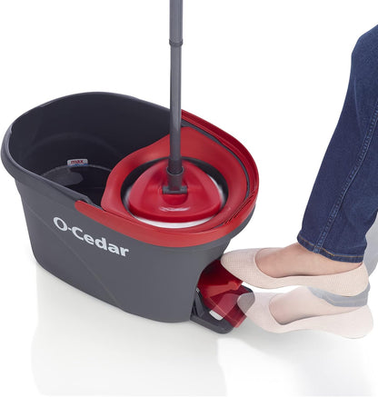 O-Cedar EasyWring Microfiber Spin Mop System - Includes 2 Extra Refills | Red/Gray Color