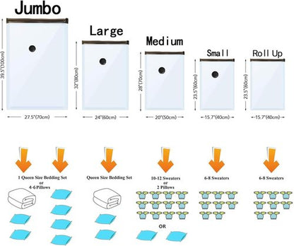GONGSHI Vacuum Seal Bags - Space-Saving Storage for Clothes & Bedding | 24 Combo with Electric Pump