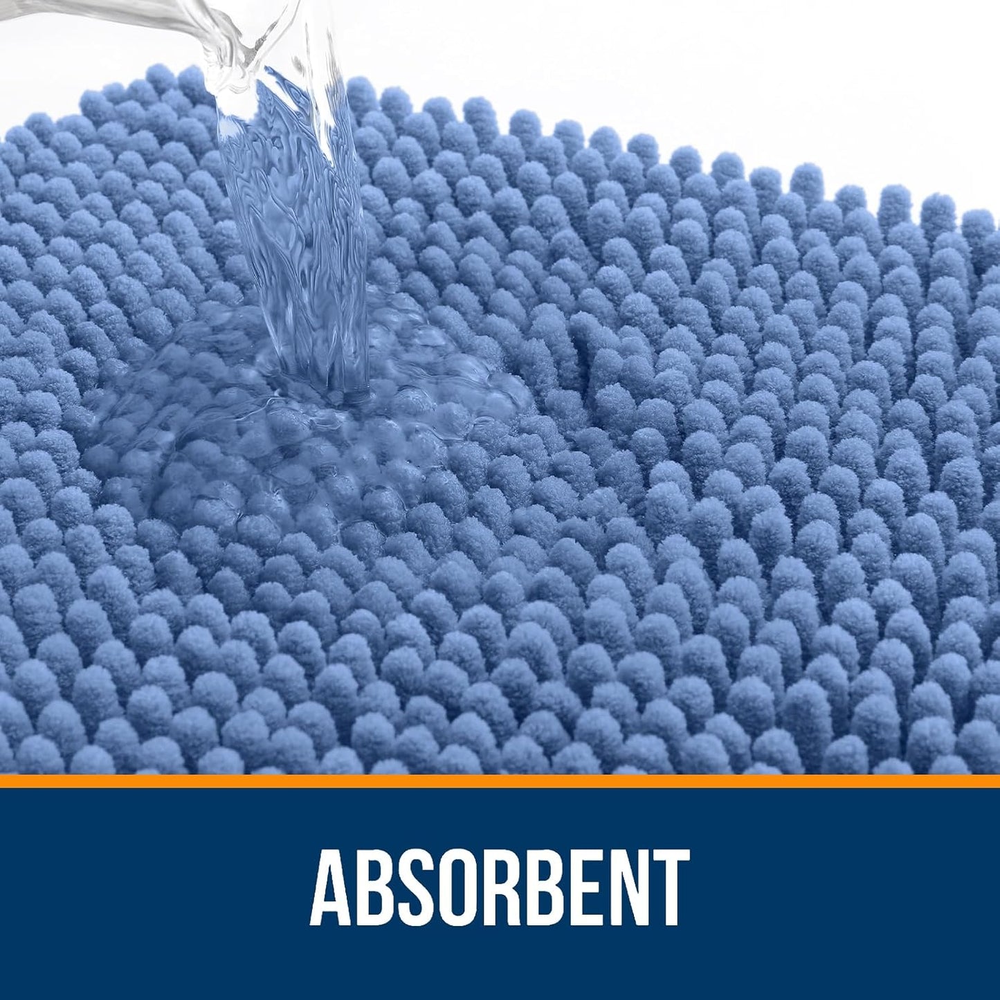 OLANLY Soft Absorbent Chenille Bath Rugs - Quick Dry & Machine Washable | 24x16 Cornflower Blue
