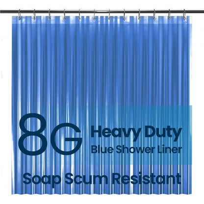 LiBa Bathroom Shower Curtain Premium PEVA Non-Toxic, Blue Clear Waterproof Plastic Shower Curtain Liner with Rust Proof Grommets 8G Bathroom Accessories 72x72