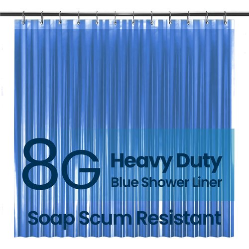 LiBa Bathroom Shower Curtain Premium PEVA Non-Toxic, Blue Clear Waterproof Plastic Shower Curtain Liner with Rust Proof Grommets 8G Bathroom Accessories 72x72