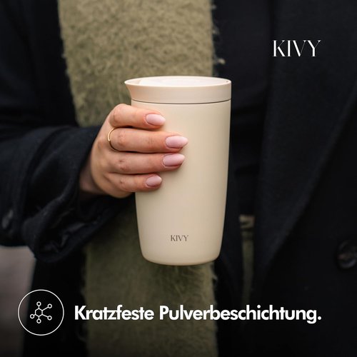 KIVY Insulated Travel Coffee Mug - 12oz Stainless Steel Tumbler | 24h Cold & 6h Hot, Spill Proof, BPA Free