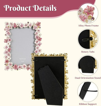 Blossom Pink Flower Picture Frame - 4x6 Decorative Tabletop Display for Home Decor