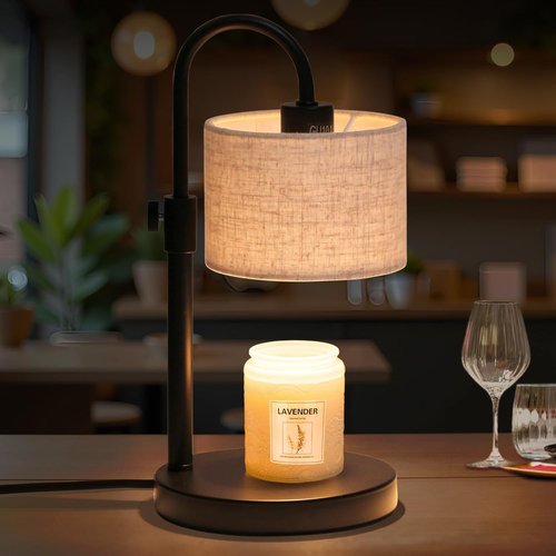 FINCMY Candle Warmer Lamp - Dimmable Wax Warmer with Timer & 2 Bulbs | Perfect Housewarming Gift for Women (Linen-Upgraded)