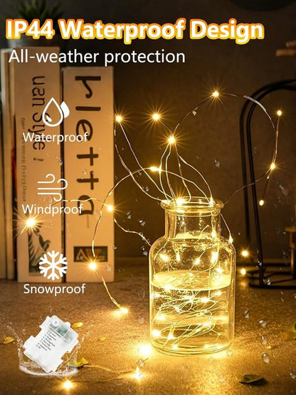 100 LED Fairy Lights by [Brand Name] - 33FT Waterproof String Lights with Remote & Timer | Warm White, 4 Pack
