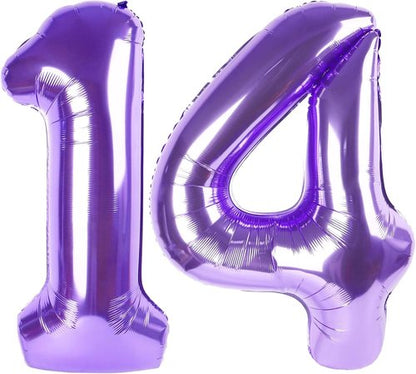 14-Inch Purple Foil Number Balloons by [Brand Name] - Large 14th Birthday Decorations for Weddings & Events