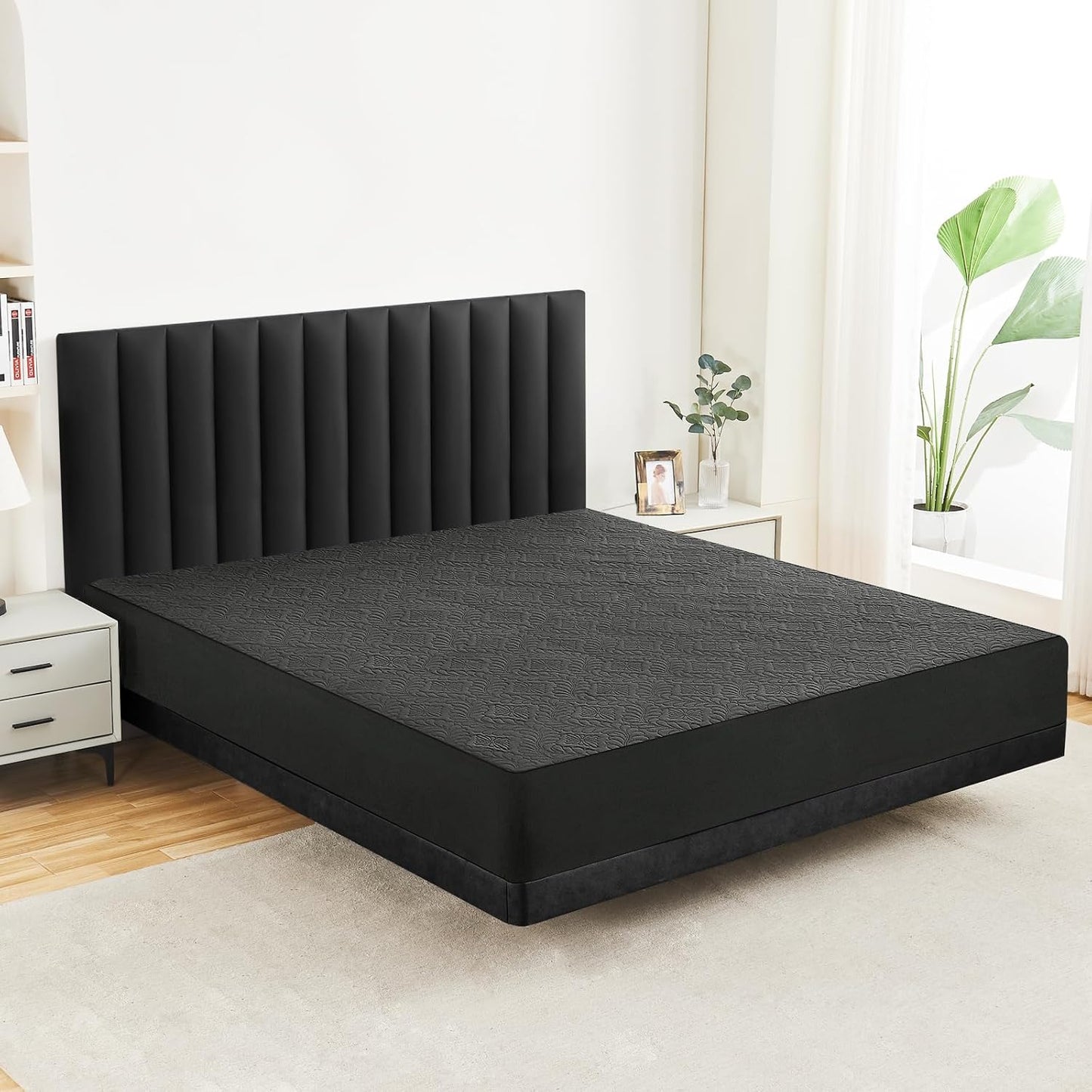 Sufdari Twin Waterproof Mattress Cover - Breathable & Noiseless Quilted Pad | Ultra Soft, Dark Grey, Fits 8-18" Deep Pocket