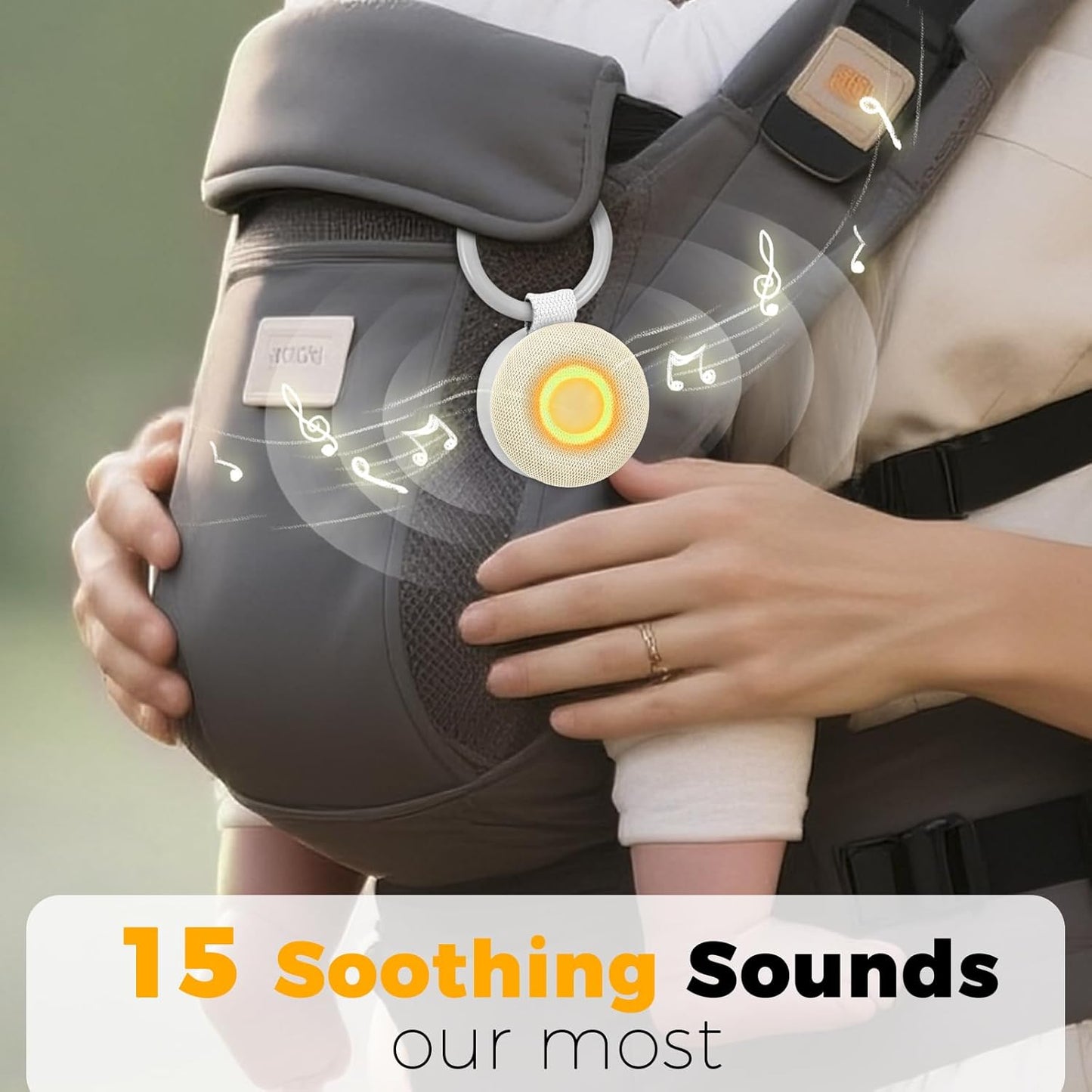 Portable Sound Machine - White Noise for Baby Sleep | 15 Soothing Sounds & 7 Color Night Light