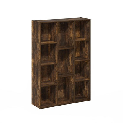 Furinno LUDER Book Shelf, 11-Cube Bookshelf, Reversible Bookcase, 9.4 x 29.1 x 41.7, Easy Assembly, for Living Room, Bedroom, Home Office, Amber Pine