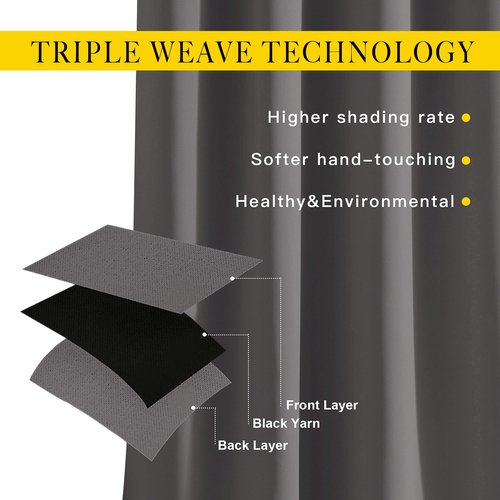NICETOWN Grey Bedroom Curtains Blackout 96 inches Long, Grommet Energy Saving Thermal Drapes Room Darkening Sound Dampening Window Treatments for Living Room, W52 x L96, 2 Panels