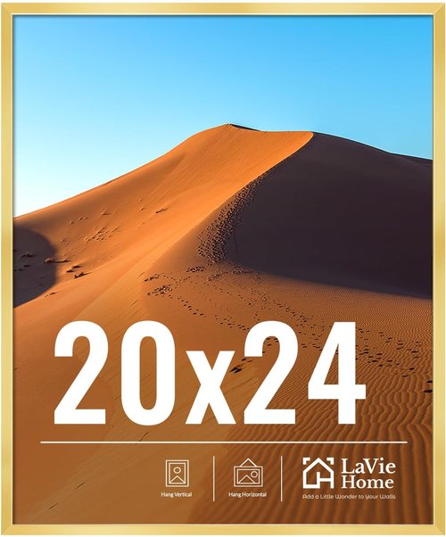 LaVie Home 20x24 Gold Picture Frame - HD Plexiglass Display for Vertical or Horizontal Use | Classic Collection