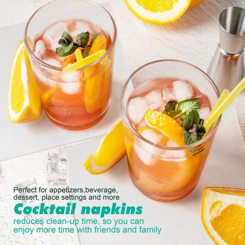 JINVOGREEN 1000 Count Cocktail Napkins Bulk 2-Ply White Beverage Paper Napkins Disposable for Bars, Lunch, Parties, Restaurant and Everyday Use - 5.3 x 5.3 Inch Folded