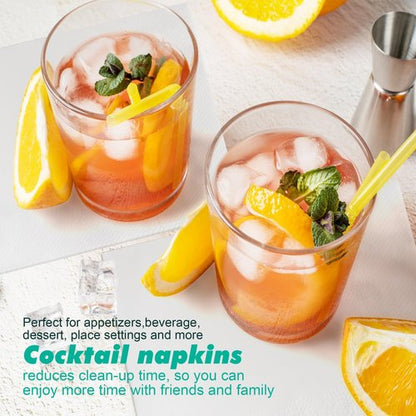 JINVOGREEN 1000 Count Cocktail Napkins Bulk 2-Ply White Beverage Paper Napkins Disposable for Bars, Lunch, Parties, Restaurant and Everyday Use - 5.3 x 5.3 Inch Folded