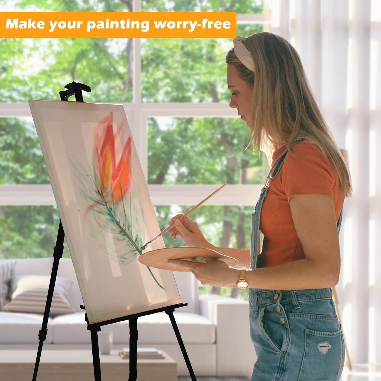 RRFTOK Easel Stand for Sign & Painting - Adjustable Metal Tripod Art Easel 17-66 Inch with Carry Bag - Black