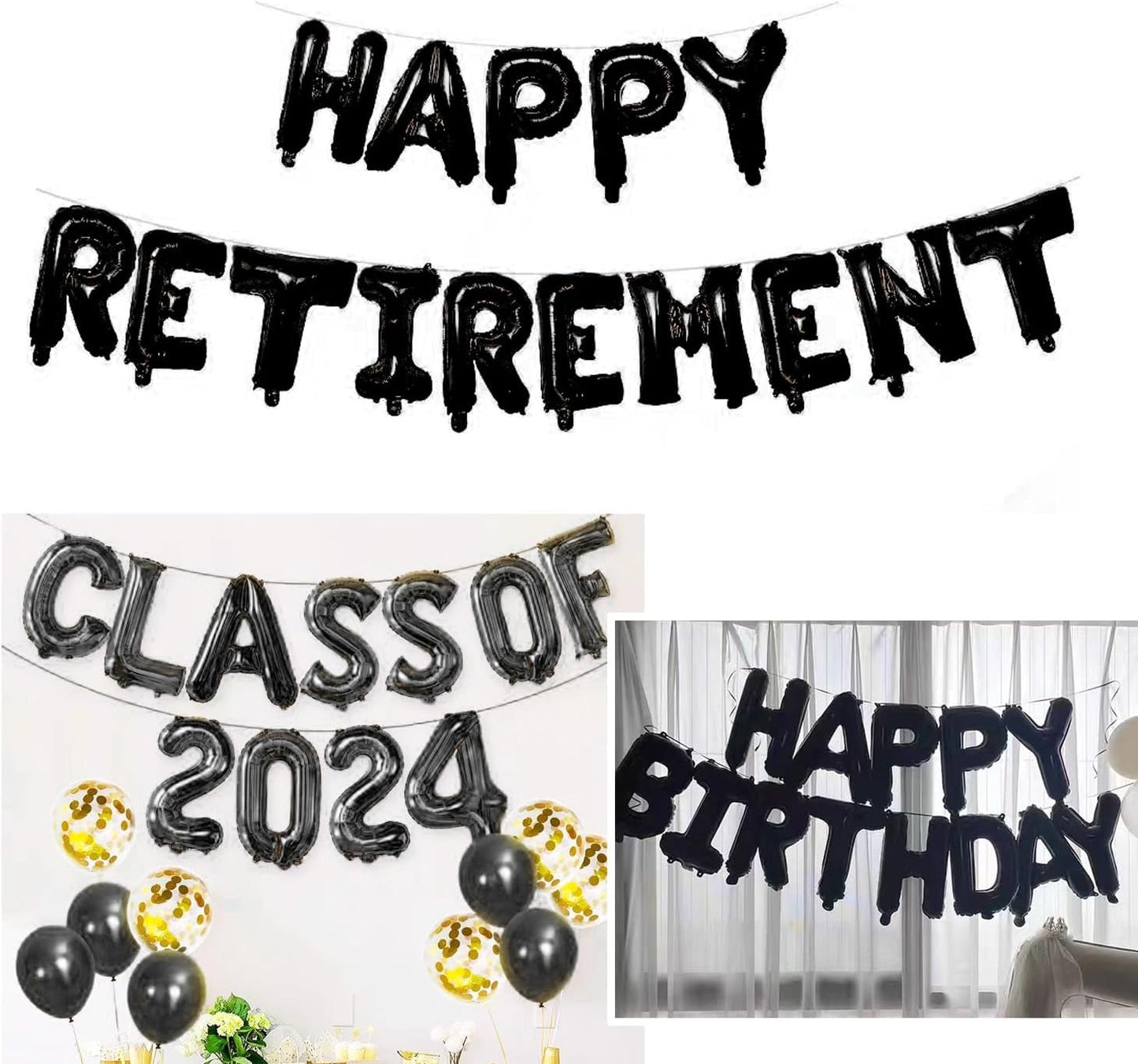 Skiennix 16" Foil Personalized Name Balloons - Custom Mylar Birthday & Event Decor | 85 PCS Set (Black)