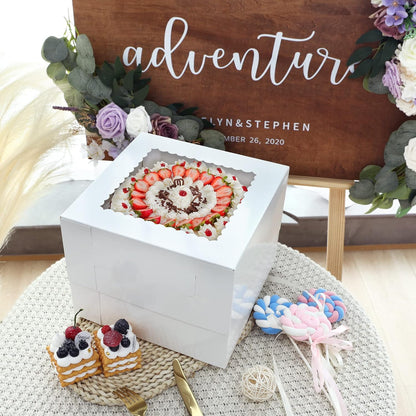 Moretoes Cake Boxes - 20pcs White Bakery Boxes with Window | 10x10x8 Inches for Pastries & Desserts