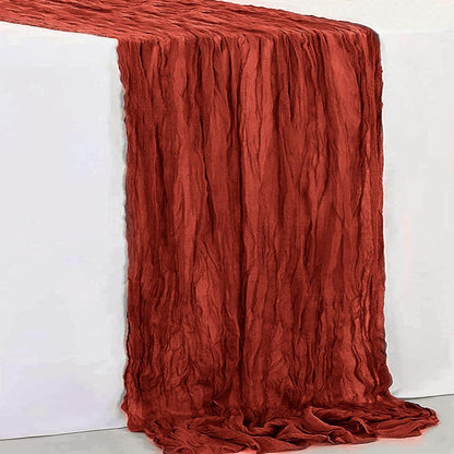 Skiennix Terracotta Cheesecloth Table Runner - 35x120 Inch Rustic Sheer Decor for Weddings & Parties