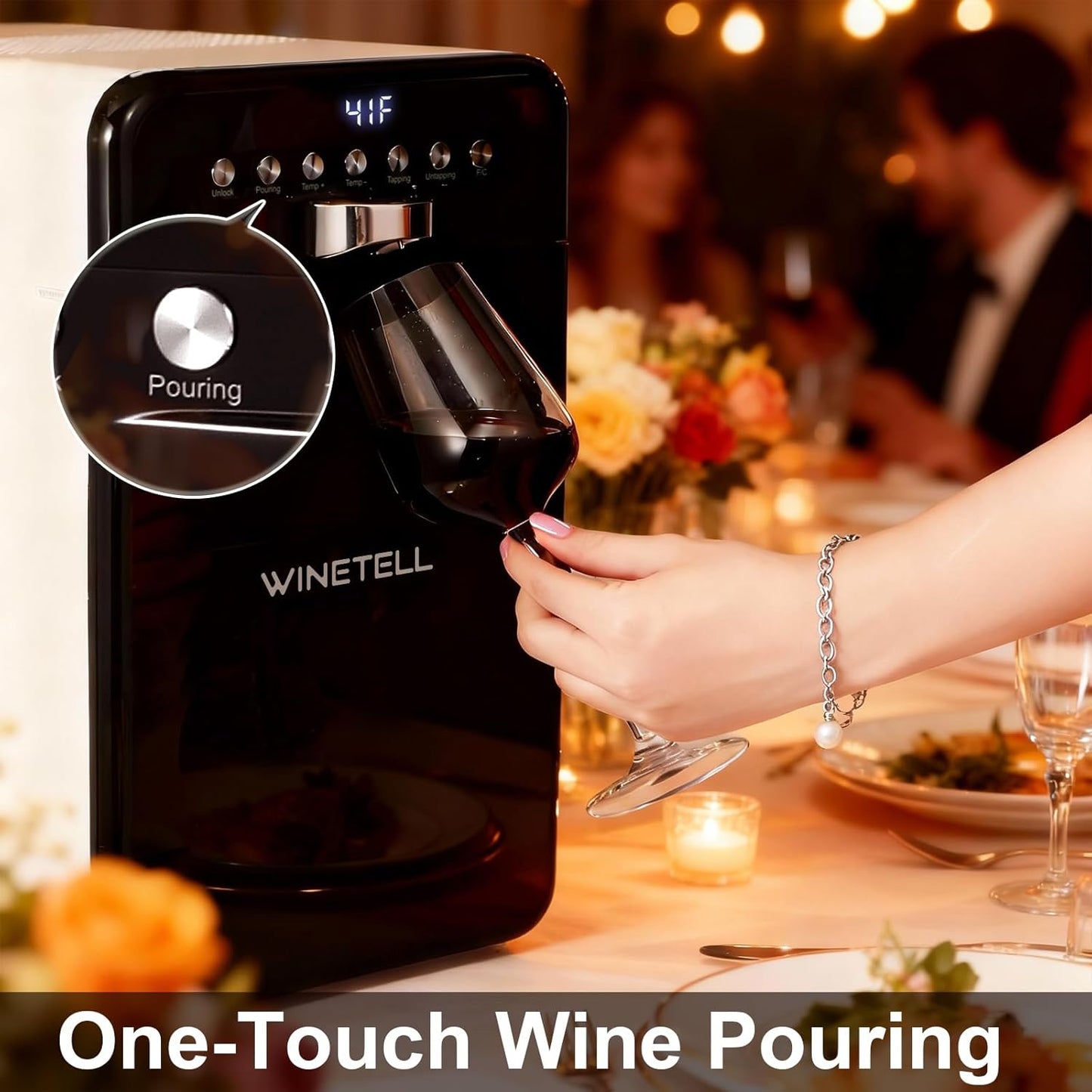 Wine Preservation System – Wine Saver & Dispenser with Adjustable Temperature Control, Preserves Wine Freshness & Flavor, for Home, Office & Hotel, Without Removing Corks (White)