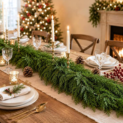 9ft Christmas Cedar Garland - Real Touch Pine Garland for Mantle (1 Pack) - Variation of THIS listing